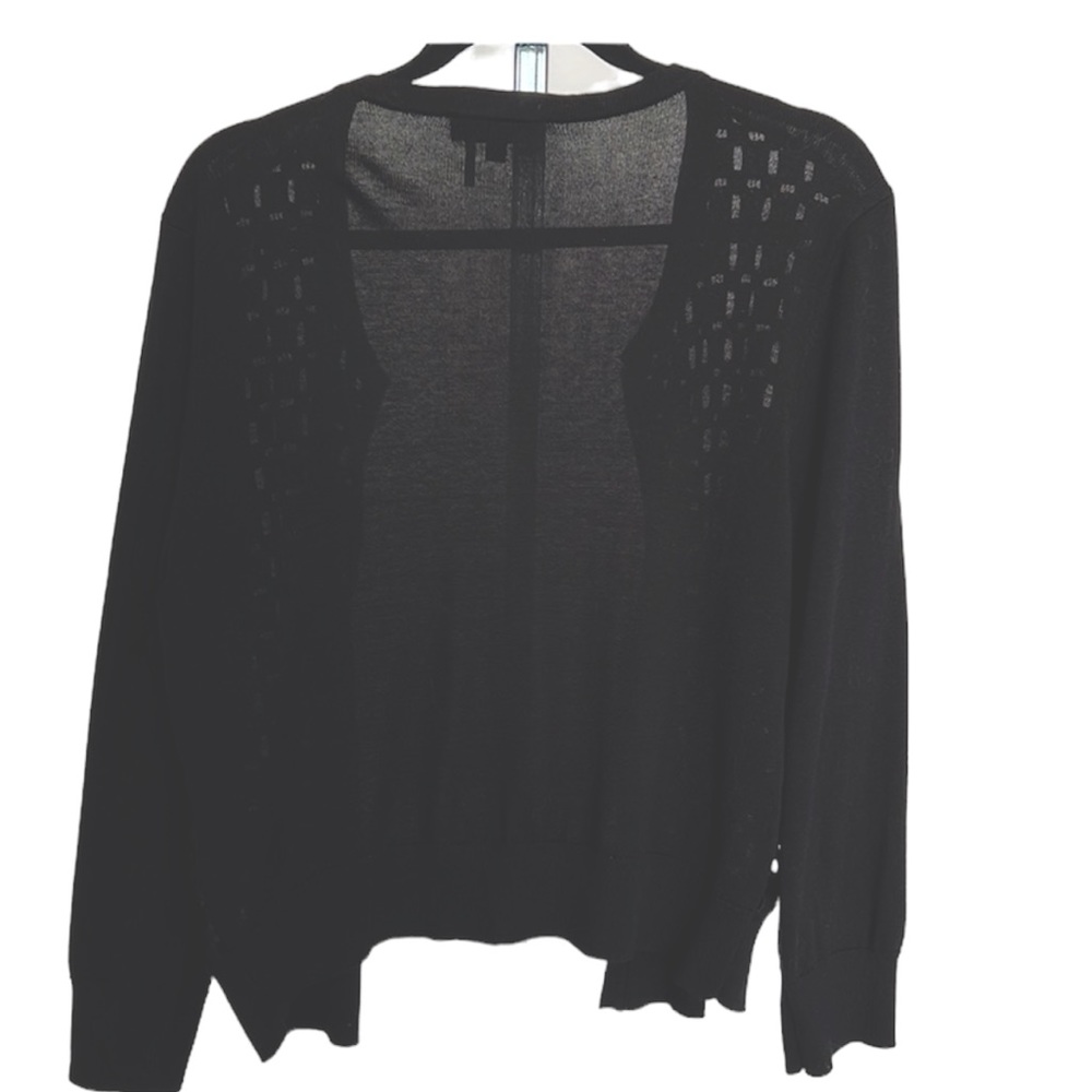 DKNY Cardigan Crochet Weave Front Black L